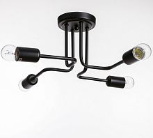 Люстра потолочная четырехрожковая Е27 Черная картинка 